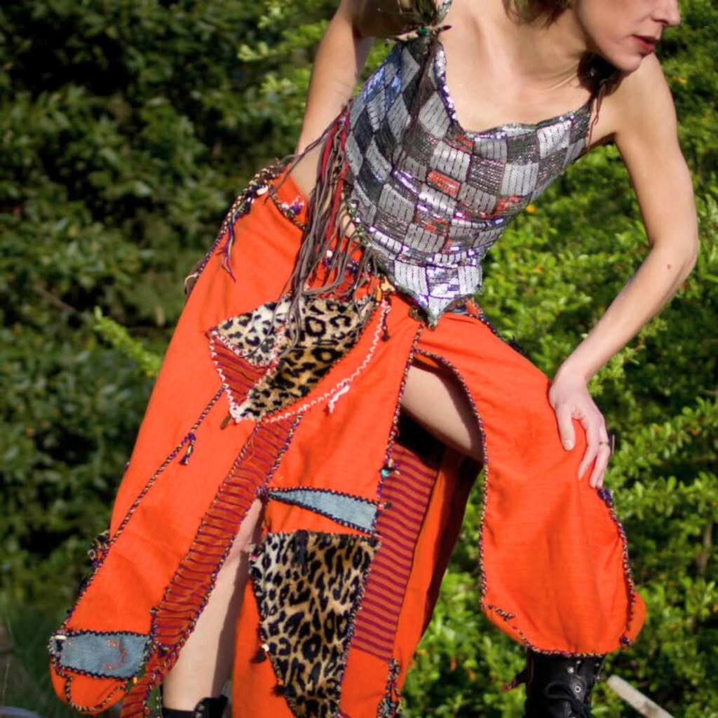 spring orange skirt
