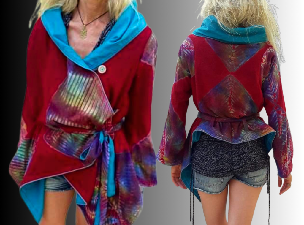 spring red and blue coat